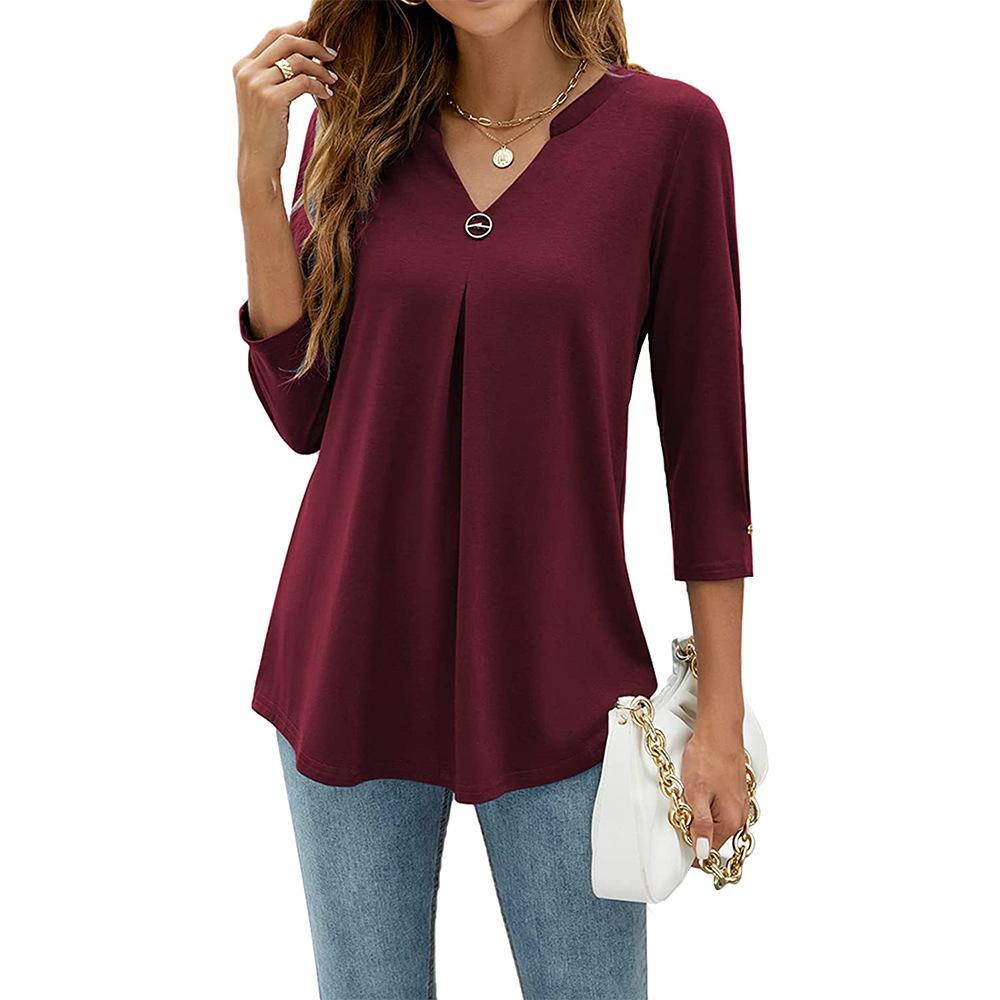 Plus Size Women's Autumn Fashion New V Neck Top