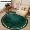 Green and Golden Circular Rug - 2D Flat Non-Slip Floor Mat for Easter - Washable Indoor Outdoor Holiday Decor Area Carpet Rug