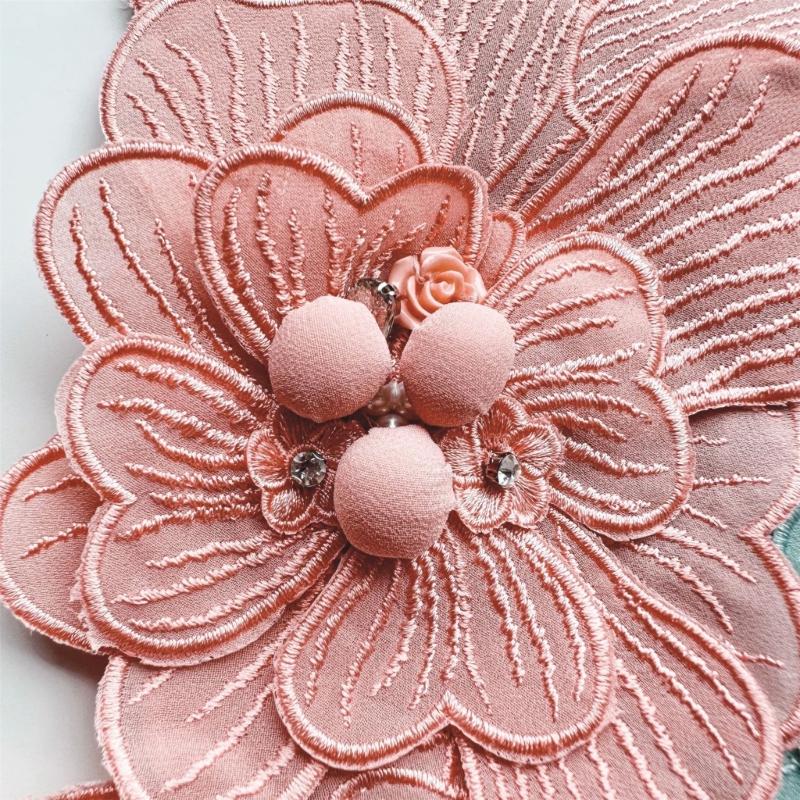 Polyester Flower Brooch Pin 3D Flower Pin Polyester Brooch Elegant Lapel Pin Wedding Dress Corsage for Daily Party Wear