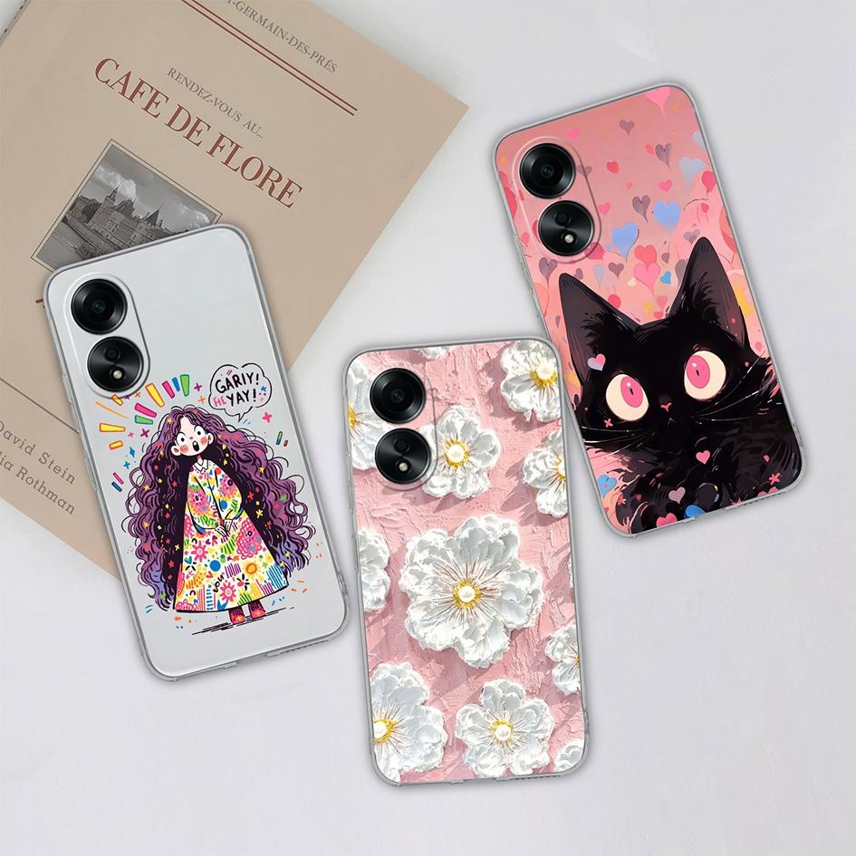 Carcasă nouă pentru Oppo A58 A57 A57S A57e A77 A77S A78 A79 A98 A38 A2 F23 K11 4G 5G Model animal drăguț din silicon transparent anti-alunecare Carcasă durabilă pentru Oppo Capa
