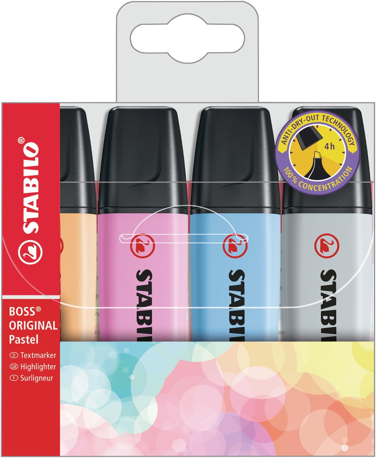 STABILO Boss Pastel 4 Highlighter, Colors, 70-4-4