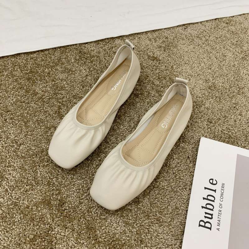 Francuskie buty na pojedynczej podeszwie średni obcas płaskie buty 2025 elastyczne buty babci średni obcas wiosenna moda wszechstronne miękkie skórzane buty dopamina