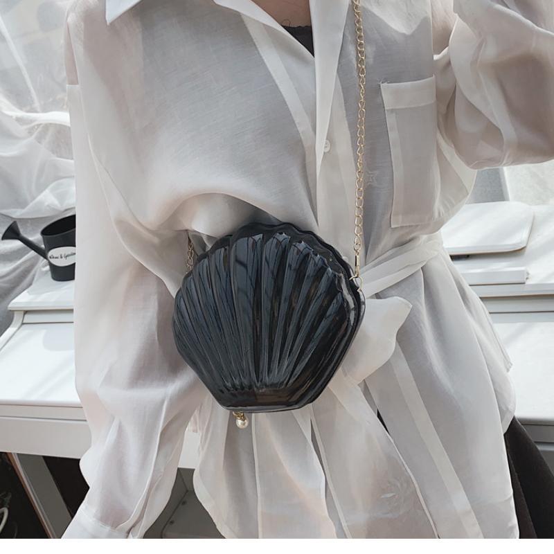 Women Sequin Decor Small Shell Handbag Adjustable Chain Strap Cute Shoulder Crossbody Bag for Work Shopping Party