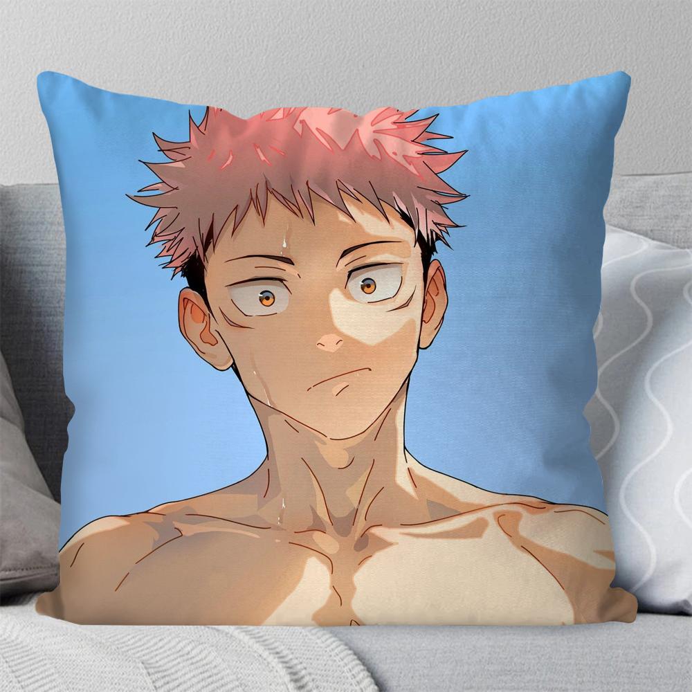 Itadori Yuji Animation Jujutsu Kaisen Pillow Case Square Pillow Bedroom Sofa Leisure ComfortCarLiving Room Home Decoration 40X40