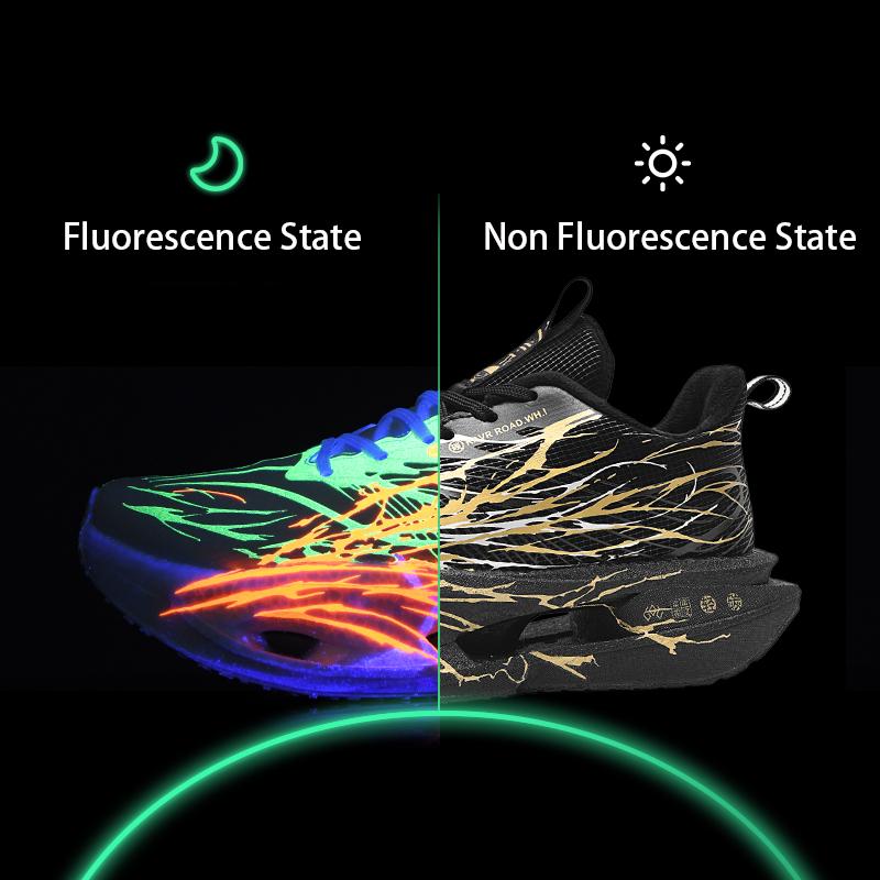 New Winter Men'S Carbon Plate Sneakers Marathon Night Fluorescent Running Shoes Comfortable Anti Slip Warm Training Shoes