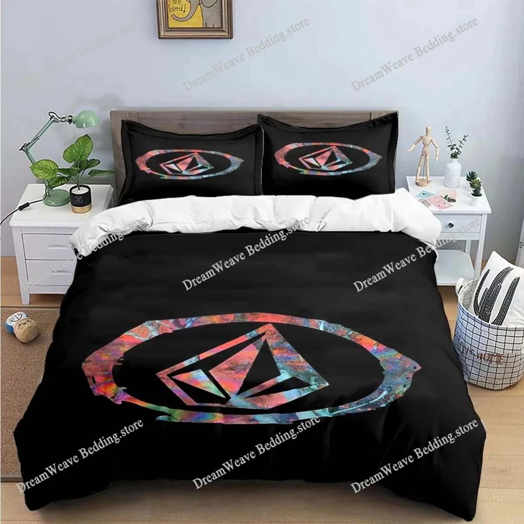 Nové povlečení V-VOLCOM 3D potisk Nádherná sada lůžkovin Povlak na přikrývku Sada přikrývek Povlečení Luxusní dárek Domácí textil