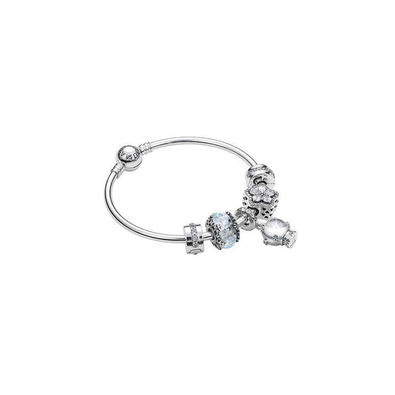 Pandora Sparkling Snowflake Set 925 Silver Bracelet Women's Silver ZT-0044