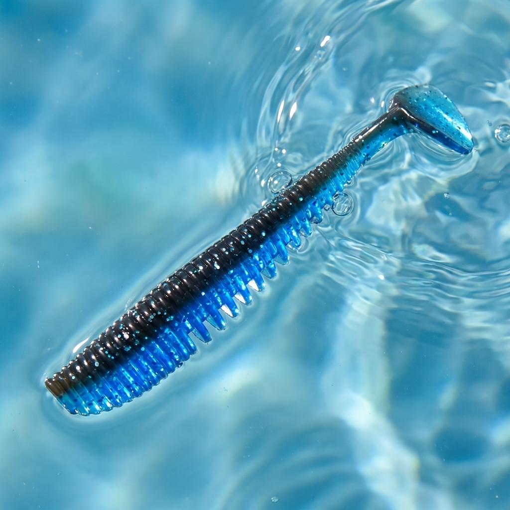 Ribbed T-Tail Soft Micro Long for Saltwater Bass