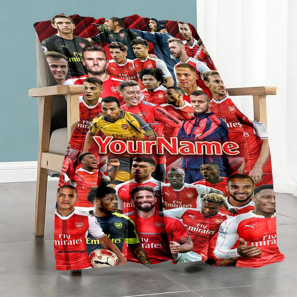 Arsenal Customize Your Name Blanket Multi-purpose Customizable Blanket Comfortable Versatile for Bed Sofa Living Room Livingroom All-Season Use
