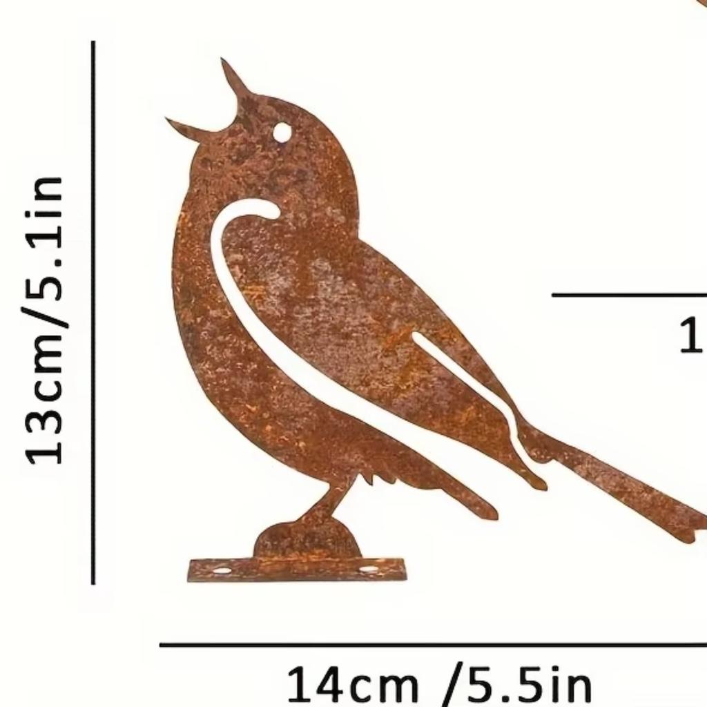 5 Pieces Rusty Metal Bird Garden Ornament Set Lifelike Decoration for Halloween Christmas New Year Gift