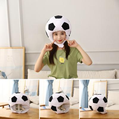 Football Headgear Soft Adjustable Full Coverage Head Cover Cute Decoration Photo Props Cartoon Plush Hat Football Club Party Costume Activity Gift