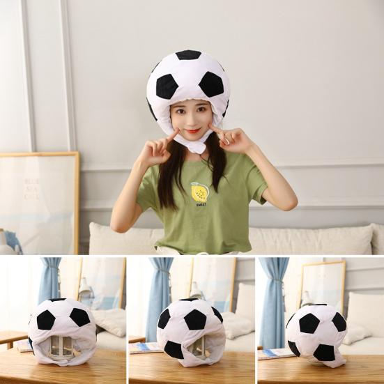 Fotbalová pokrývka hlavy Měkká Nastavitelná Plné krytí hlavy Roztomilá dekorace Foto rekvizity Kreslená plyšová čepice Kostým na párty fotbalového klubu Dárková aktivita