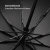 30 Speichen Winddicht Stark Verstärkter Automatischer Faltbarer Regenschirm für Männer Gebogener Holzgriff Luxus Regenschirm Wasserabweisend