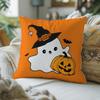 Vintage Halloween Cartoon Ghost Pumpkin Double Sided Throw Pillow Cover Zipper Cushion Case Sofa Bed Car No Insert