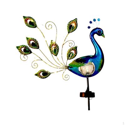 Decorative Garden Stake Light Metal Peacock Solar Yard Decor