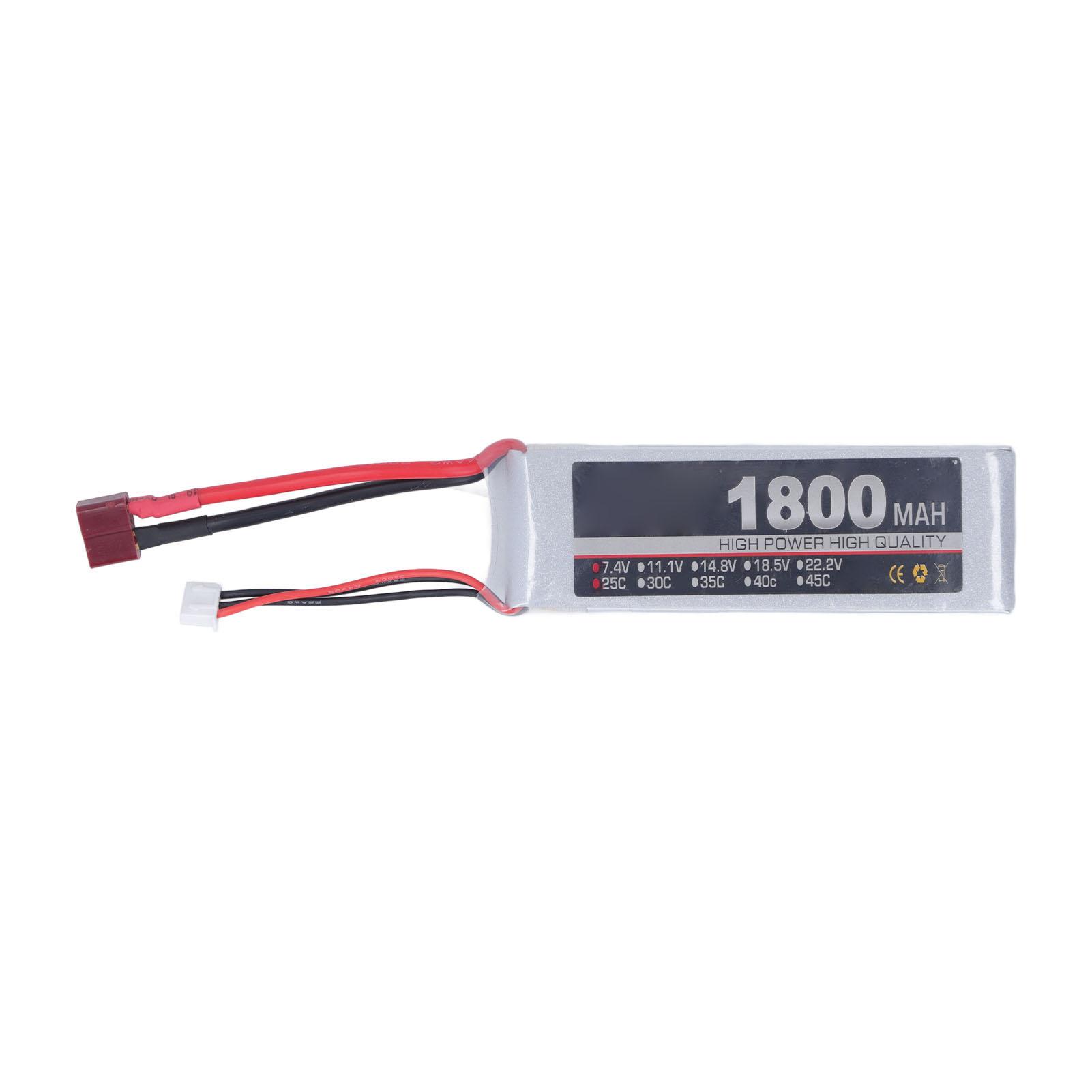 

RC LiPo Battery 7.4V 2S 1800mAh 25C Rechargeable Lithium Polymer LiPo Battery Pack for RC Car