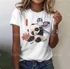Cartoon panda pattern women's T-shirt O-neck short-sleeved T-shirt loose jumper summer women's fashion street