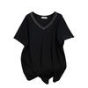 Plus Size V-Neck Mid-Length Loose Short-Sleeve T-Shirt for Women