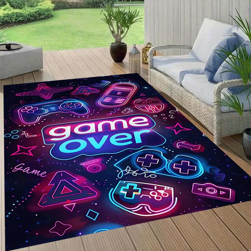 1 Stück 'Game Over'-Aufdruck, Design Teppich - Weich, Rutschfest und Langlebig für Gaming-Zimmer, Schlafzimmer, Wohnzimmer