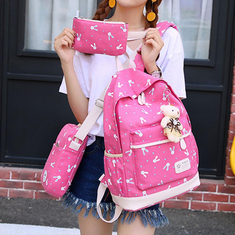 Popular Girls Backpack Portable Rabbit Pattern Cute High School Student Backpack