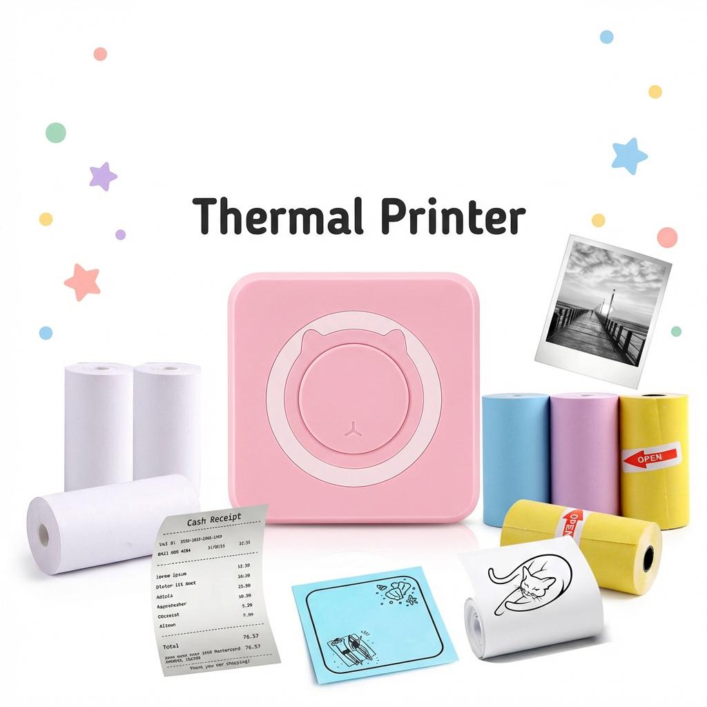 Mini Pocket Printer Gifts Portable Thermal Printer For Pictures/Retro-Style Photos/Receipts/Notes/Lists/Label/ Memo