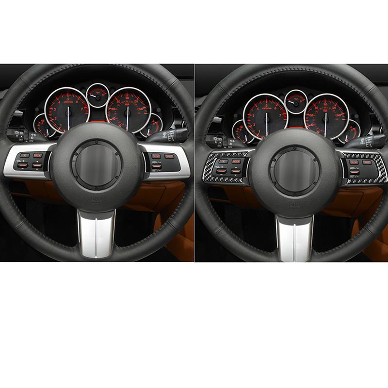 Real Carbon Fiber Steering Wheel Decor Trim Car Interior Accessories Car Interior Supplies For Mazda MX-5 Miata 2009-2015 2