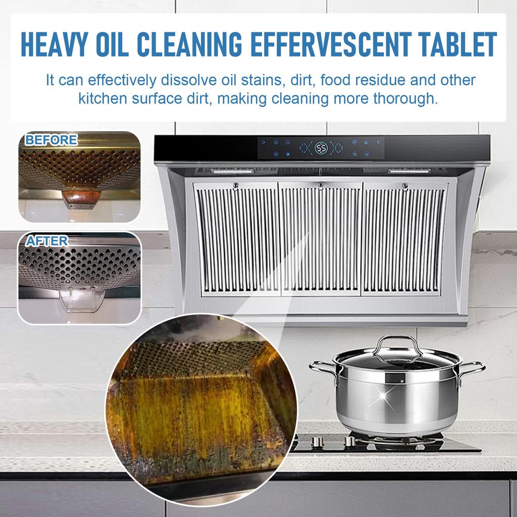 Kitchen Cleaning Tablets Kitchen Stain Remover Grease Remover Oil Stain Remover Cleaning Tablets Oil Pollution Cleaner 12pleces