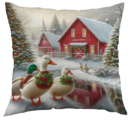 

Новая Рождественская наволочка Праздничная Праздничная Полиэстер С принтом Подушка для дома Гостиная Диванная подушка 45*45cm