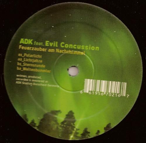12-дюймовая пластинка ADK EVIL CONCUSSION Feuerzauber Am Nachthimmel ADK303 ADK Music 2006 Германия Танцевальная Электроника Б/у