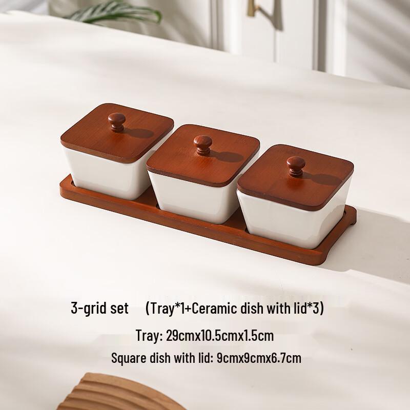 

Wutuo Ceramic Divided Snack Plate with Lid