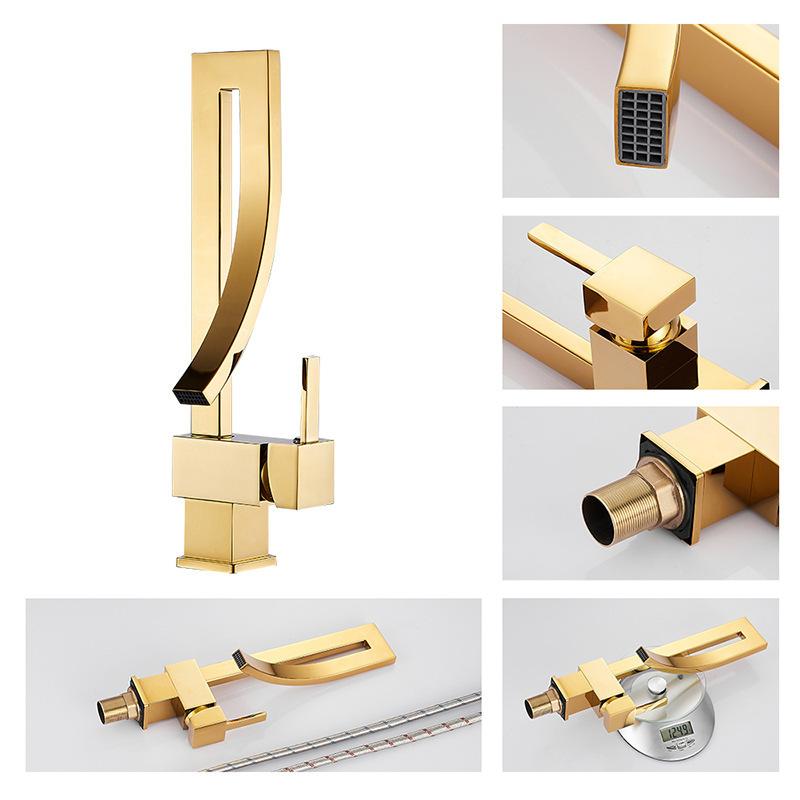 Chrome Brass Basin Faucet Fashion Style Single Handle Waterfall Basin Mixer Tap Hot Cold Bathroom Faucets Sink Waterfall Faucet
