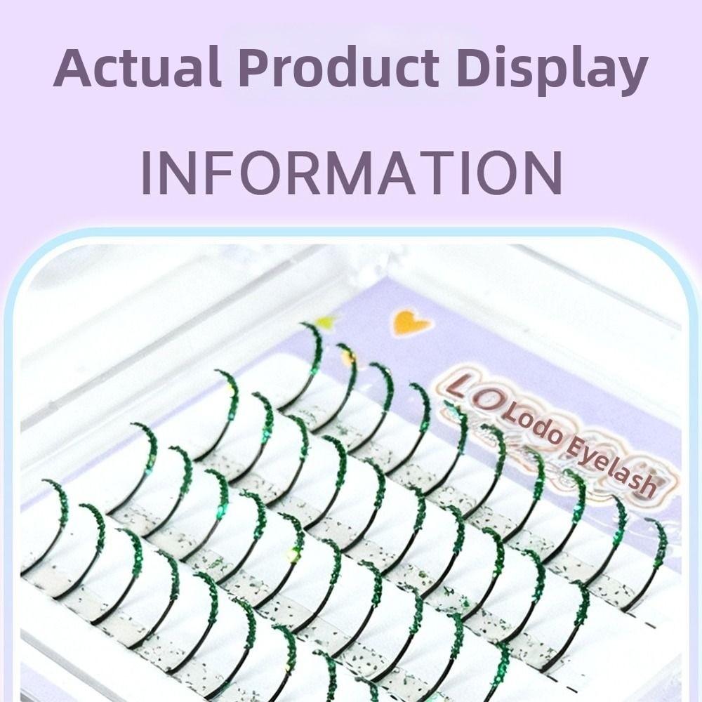 Green Color Shiny Lashes 11-13mm Glitter Eyelash Hot Colorful False Eyelashes  for Cosplay Party