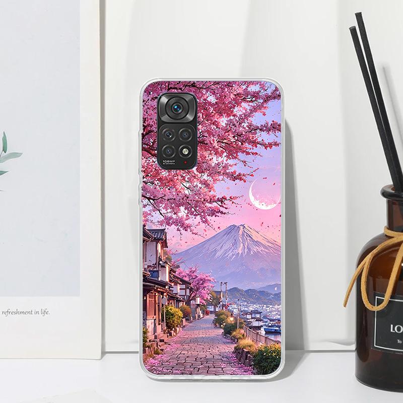 Japanese Cherry Mount Fuji Phone Case For Xiaomi Redmi Note 15 13 14S 14 Pro Plus 12S 11S 10S 12 11E 10 11T Art Fundas Back Cove
