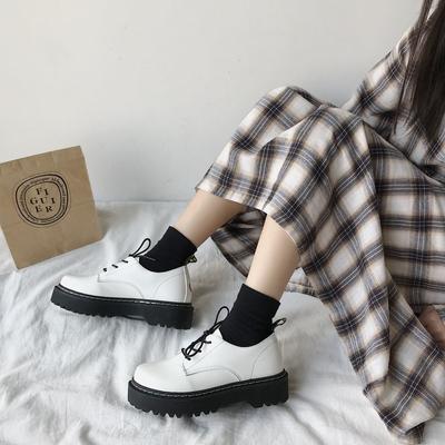 Women Leather Lace Up Oxford Shoes Female Thick Bottom Loafers Round Toe Platform Casual Lolita Mary Jane Shoes Zapatos Mujer