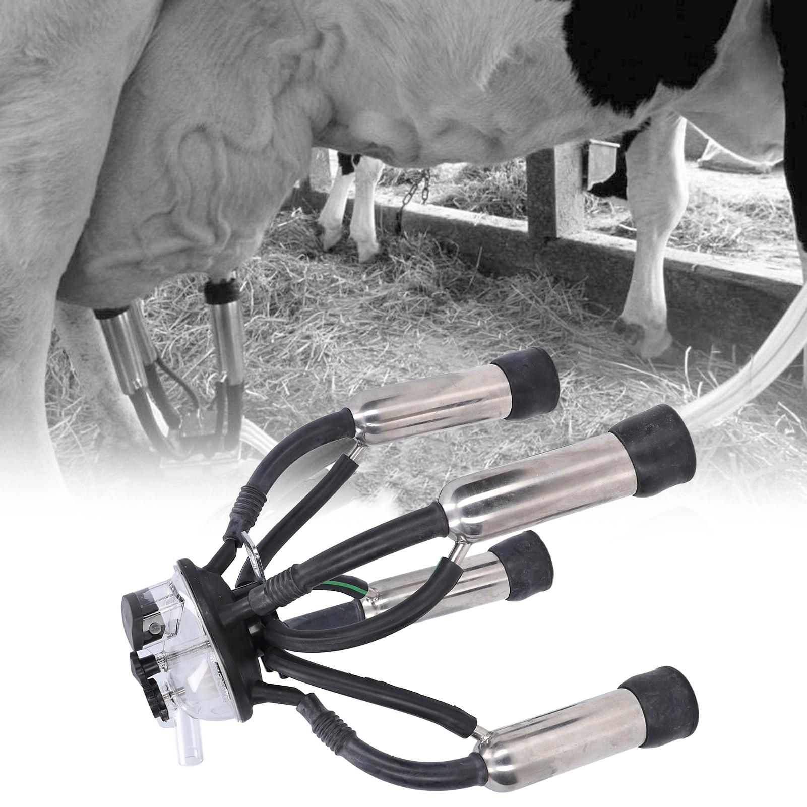 Milking Claw Cluster Milking Cluster Cow Milking Cluster Silicone Stainless Steel Rustproof Cup Set for Vacuum Pump Milk Machine
