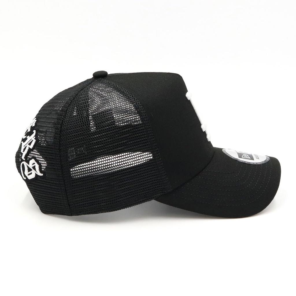 New Era 9FORTY A-Frame Trucker Mesh Cap, MLB Los Angeles Dodgers, LA Black, Letter Arch Paisley Under Visor, ONSPOTZ Exclusive, Free Size Unisex