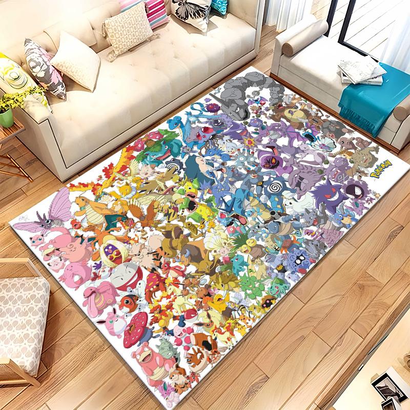 

Kawaii Pokemon Pikachu Cartoon Living Room Non-Slip Area Rug Soft Carpet for Bedroom Kids Playroom Sofa,Home Decor Doormat Gift 40x60cm