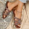 2024 sommer Mode Neue Sexy Casual Komfortable Einfarbig Kristall Sandalen Karree Flache Ferse Hausschuhe Zapatos Mujer Sandalen