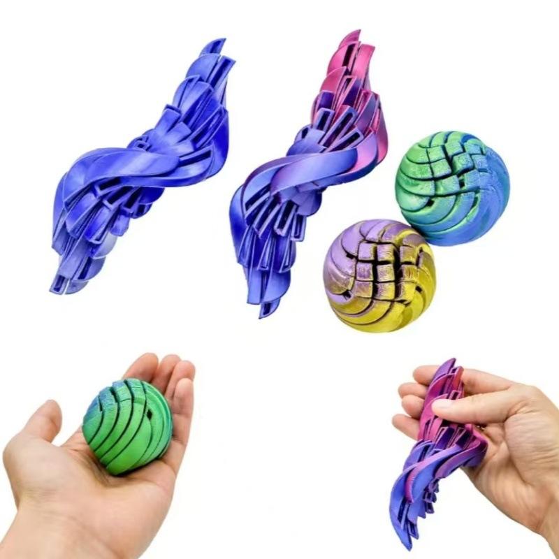 1Pcs 3D Printed Twistsphere Props Gear Liquid Flow Ball With Rotating Design Anxiety Relief Toys Slime Ball Toy