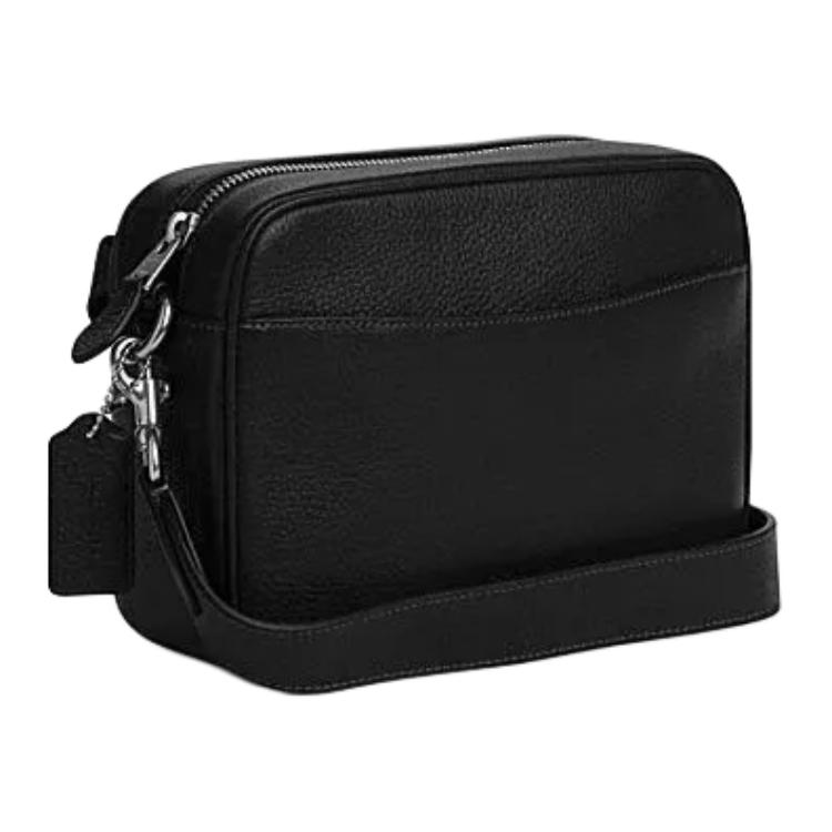 Coach Warner 22 Abnehmbarer Riemen Reißverschluss Leder Crossbody Tasche Kleine Herrentaschen Schwarz CW218-SVBK