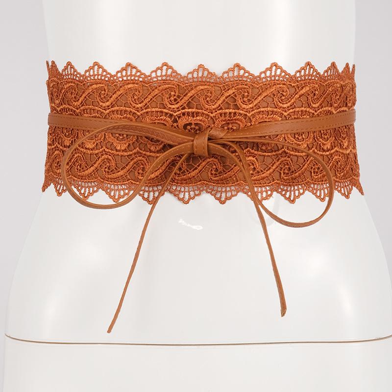 Vintage Boho Spitze Schleife Taillengürtel Breiter Dekorativer Spitzen Gürtel Mit Gezacktem Rand Breiter Taillenabschluss Für Kleider Röcke Und Freizeit Outfits