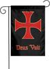 Deus Vult Templářský kříž Zahradní vlajka 12x18 palců Dvůr Odolná proti UV Zahradní vlajky Sezónní vlajka Pro venkovní sváteční dekoraci