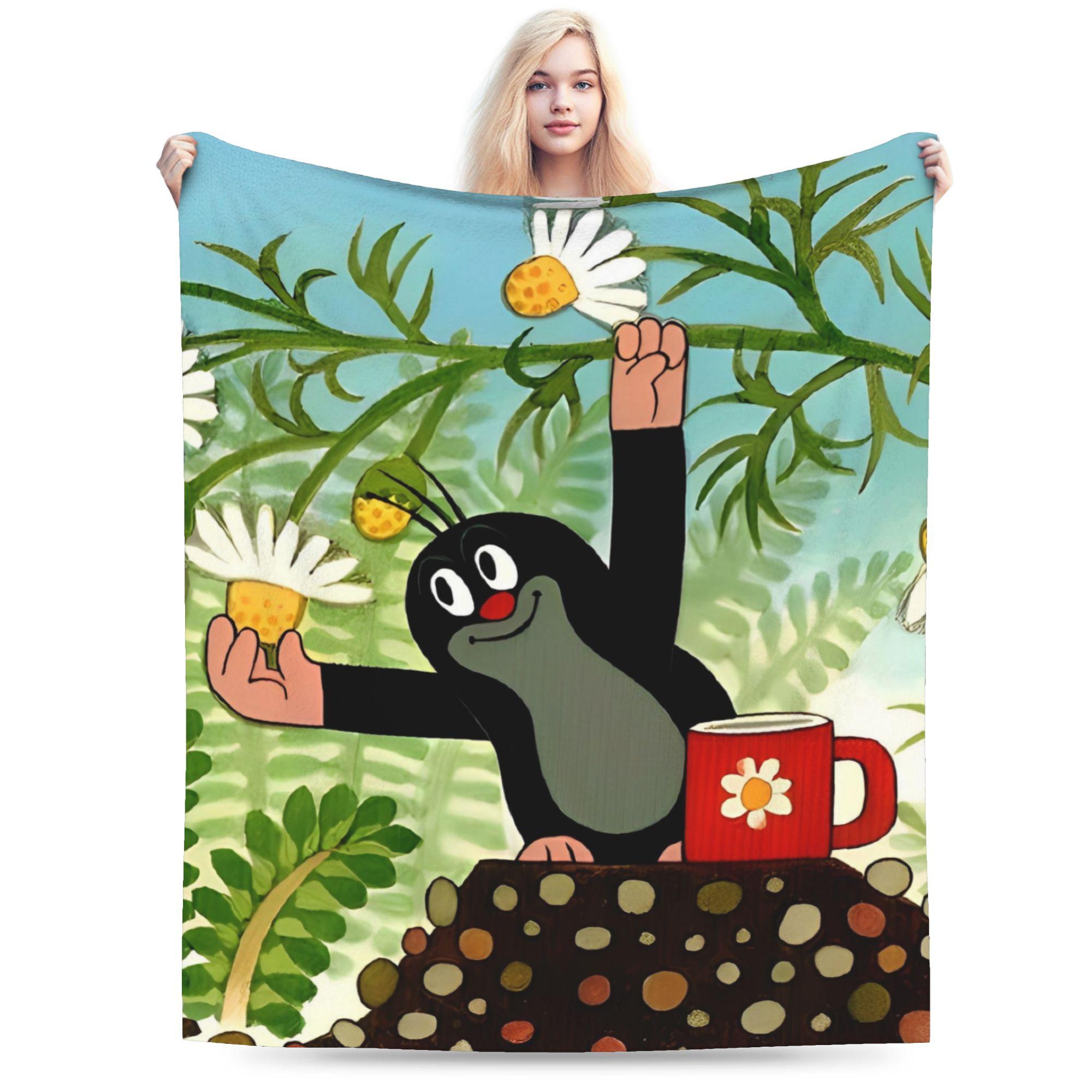 

Cute The Little Mole Knitted Blankets Anime Cartoon Flannel Throw Blanket Summer Air Conditioning Personalised Warm Bedspread 200x150cm 80x60in