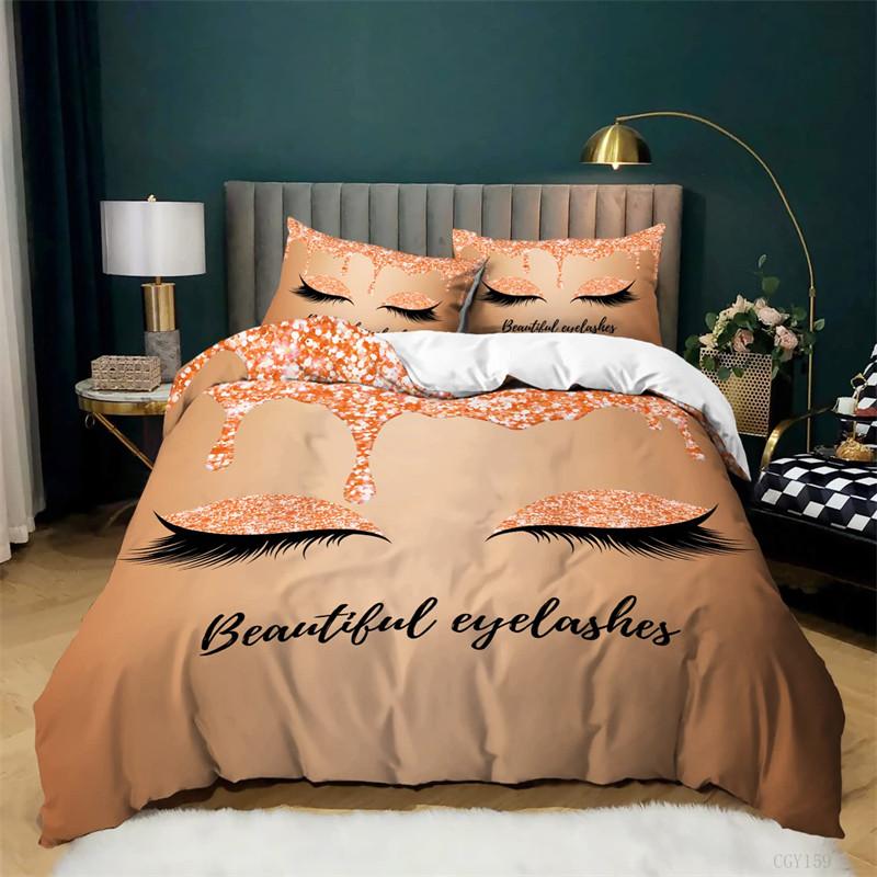 Beauty Eyelashes Duvet Cover Queen For Girls Woman Eyes Pattern Design Comforter Cover Modern Lovely Sexy Eyelashes Bedding Set