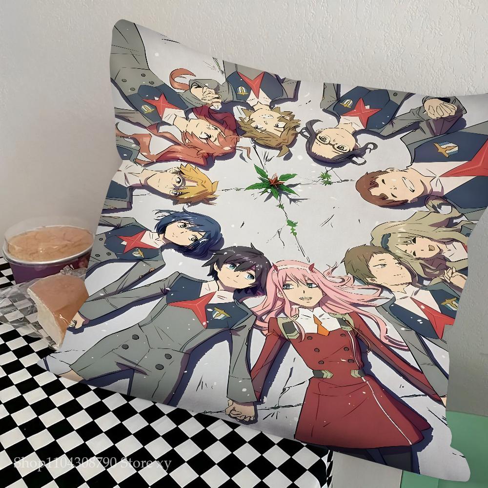 Anime Darling In The Franxx Pillow Case Square Pillow Bedroom Sofa Leisure Comfort Cushion Car Living Room Home Decoration
