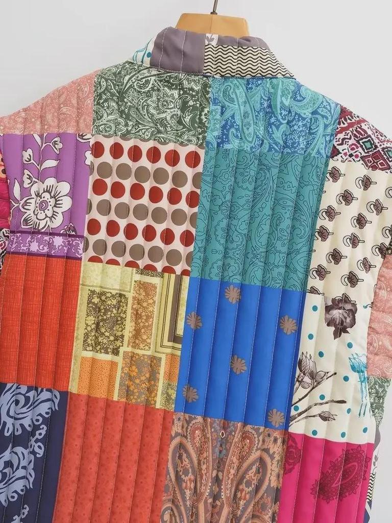 2023 Fall Women's European & American Street Fashion Print Vest Jacket - Short-Sleeve Style