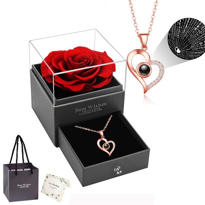 100 Languages 'I Love You' Heart Projection Necklace - Valentine's Day Gift