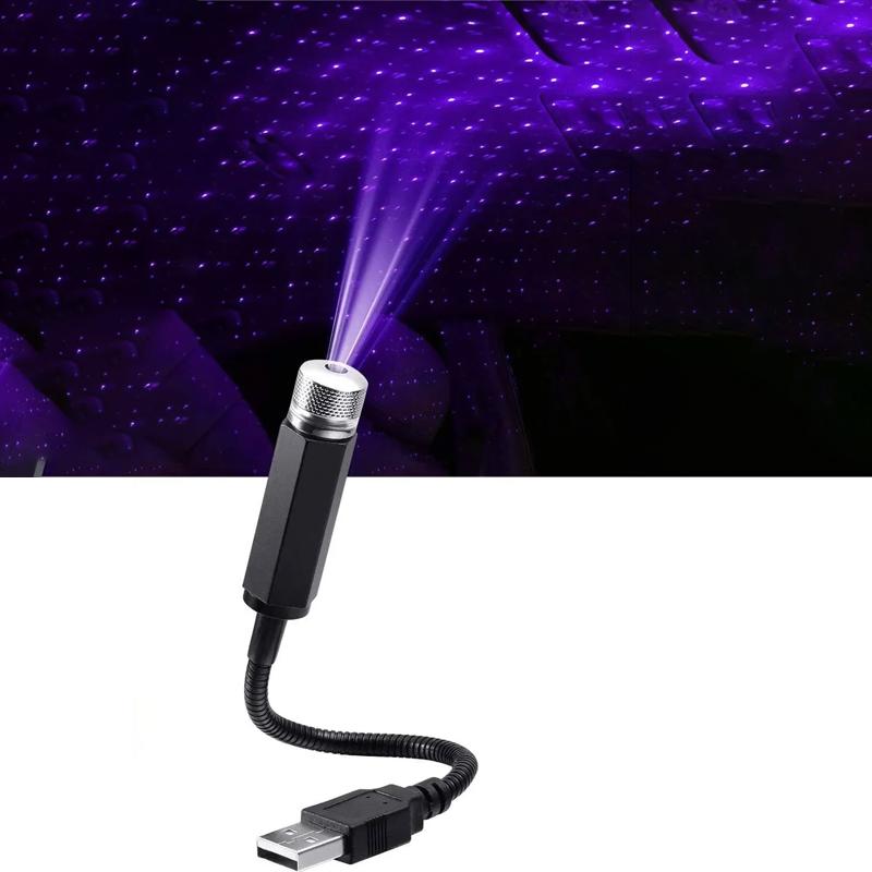 1 шт. Мини светодиодный автомобильный потолочный звездный ночник Проектор Атмосфера Галактический свет USB Декорация Автоаксессуары Декор Интерьер