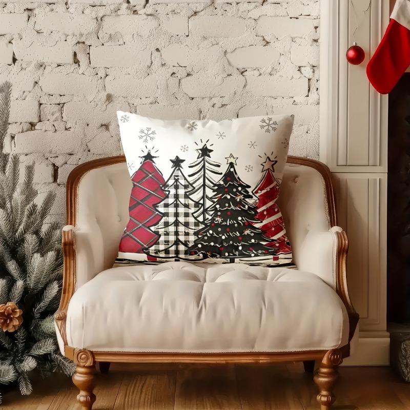 

Festive Christmas Pillow Covers, Reversible Santa Claus & Reindeer Designs - For Sofa, Living Room, Bedroom Decor (No Inserts) 450*450mm