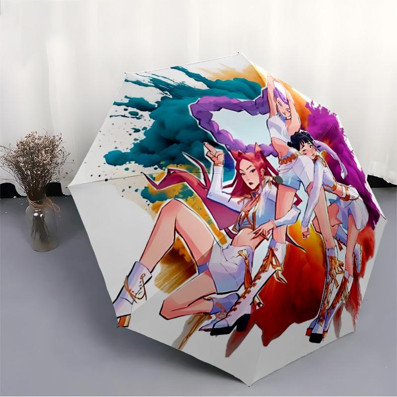 1PC Huntrix, K-POP Print Umbrella, Featuring Automatic Folding, And Shielding. This Sturdy And Durable Umbrella with Eight Ribs Is Convenient for Outd